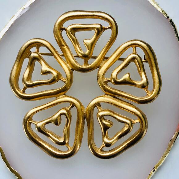 Vintage Gold Plate Brooch FO Fernando Original Brooch Pin - Picture 1 of 8